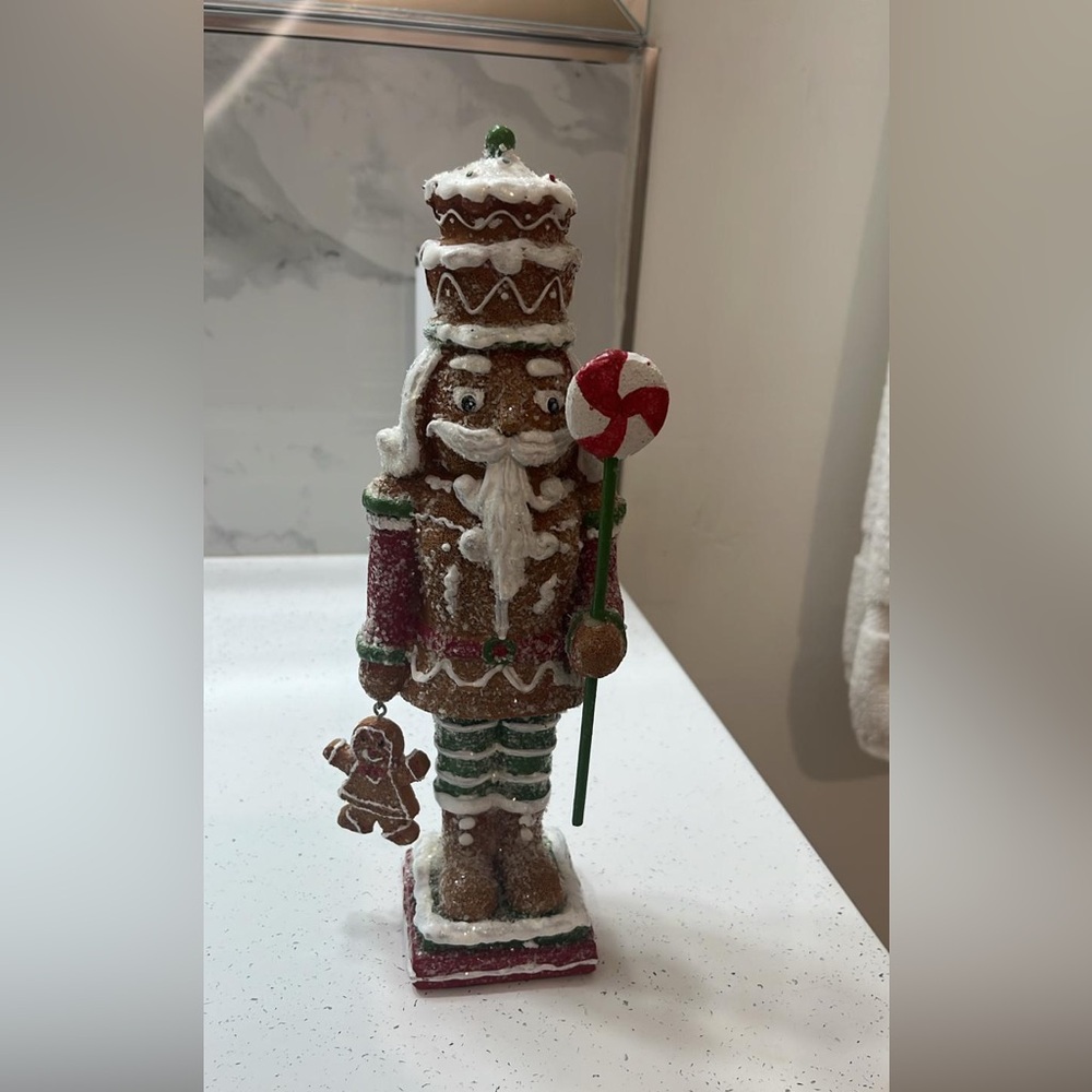 Whimsical Gingerbread Nutcracker with Candy Cane